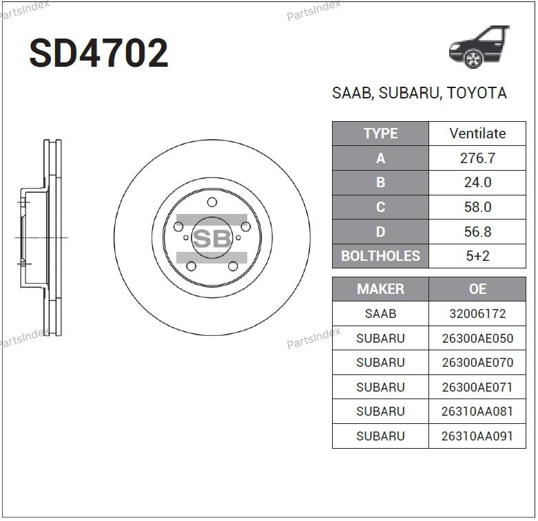 SANGSIN Диск Тормозной SD4702