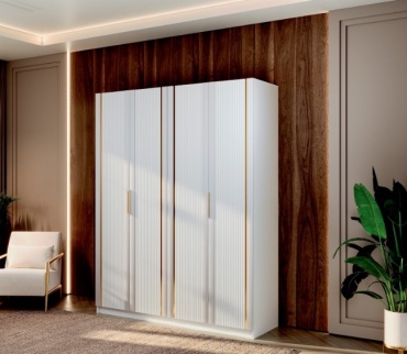Распашной шкаф Elegant Люкс 4Д, 180x230х57 см, белый