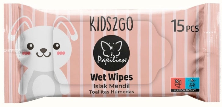 Детские влажные салфетки Papilion KIDS2GO, 15 шт