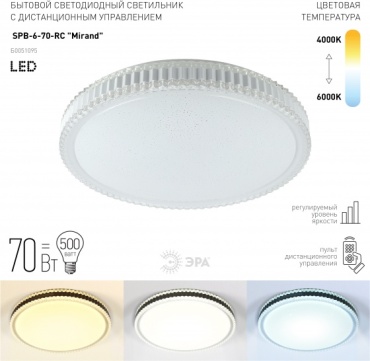 Светильник потолочный ЭРА LED 70 Вт белый