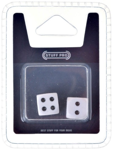Игральные кости STUFF PRO D6 шестигранные 12 мм 2 шт белые