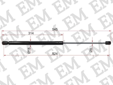 EM E-ST-6R6827550A-M упор крышки багажника для Volkswagen Polo 2009-2016 черный
