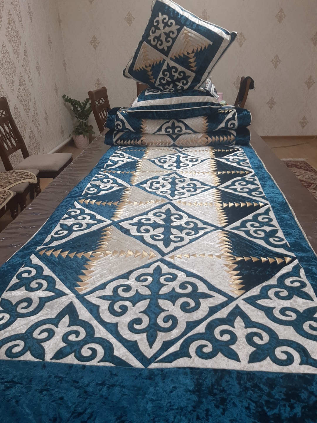Курак корпе комплект корпе с подушками 220x90 см, вата, зеленый