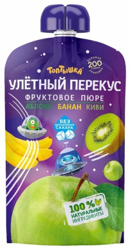 Детское пюре Топтышка Улетный перекус яблоко, банан, киви 200 г, с 6 месяцев