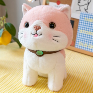 Мягкая игрушка AA Кошка, высота 20 см, розовый