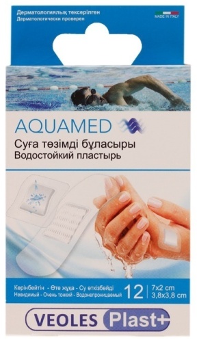 Пластырь Aquamed 7*2см , 3,8*3,8см 12 шт не стерильно
