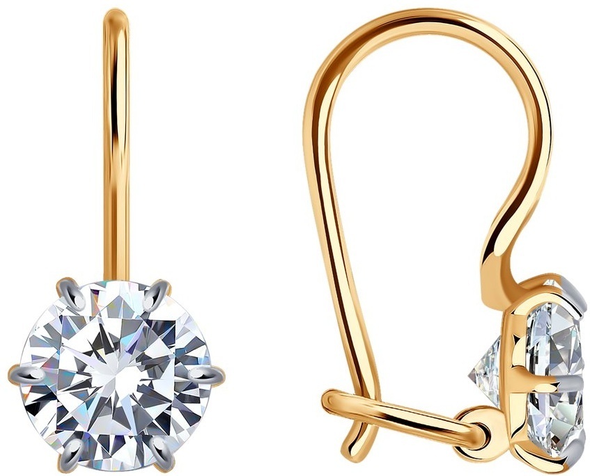 Серьги SOKOLOV EAR-SO-585-557456 вес 1.24 г золото, фианит