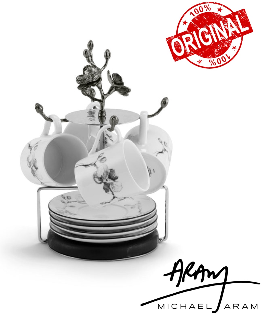 Кофейная пара MICHAEL ARAM «Black Orchid», 100 мл, нержавеющая сталь, 4 шт.