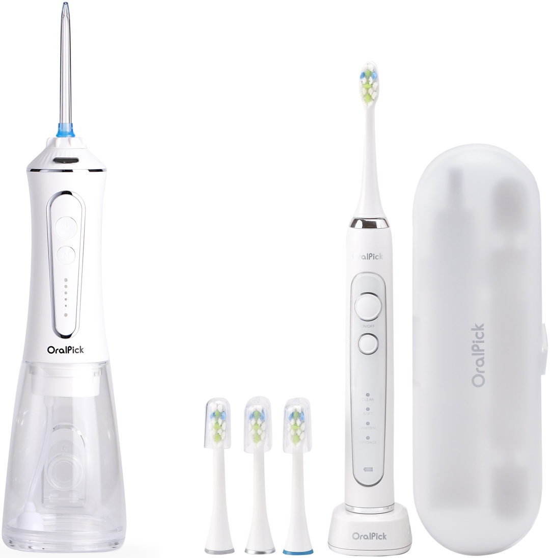 OralPick ирригатор OP170 White + Электрическая щетка OralPick OP046 White импульсный, портативный
