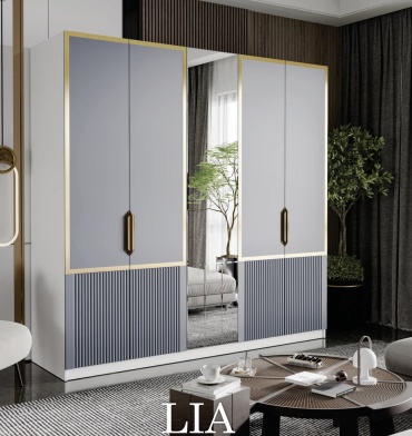 Распашной шкаф Elegant Лиа 5д, 225x230х60 см, серый