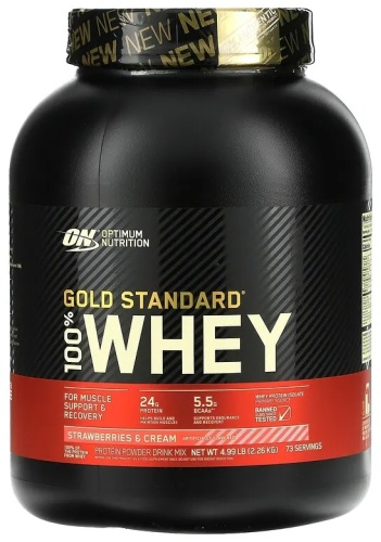 Optimum Nutrition 100% Whey Gold Standard Клубника Сливки 2260 г