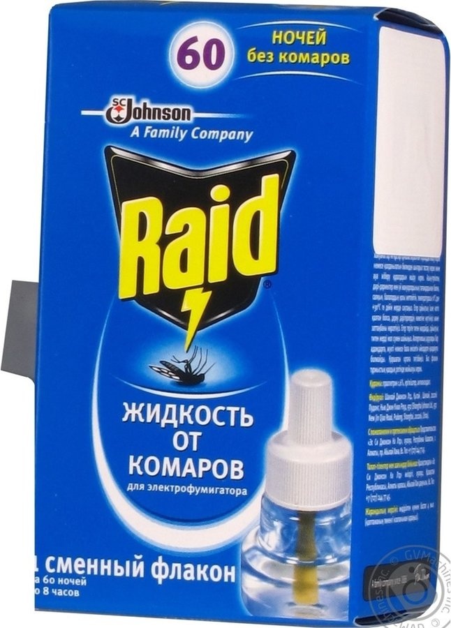 SC Johnson жидкость от комаров для электрофумигаторов Raid 60 ночей