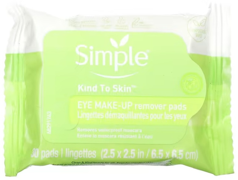 Simple Eye Make-Up Remover Pads салфетки для снятия макияжа влажные 30 шт