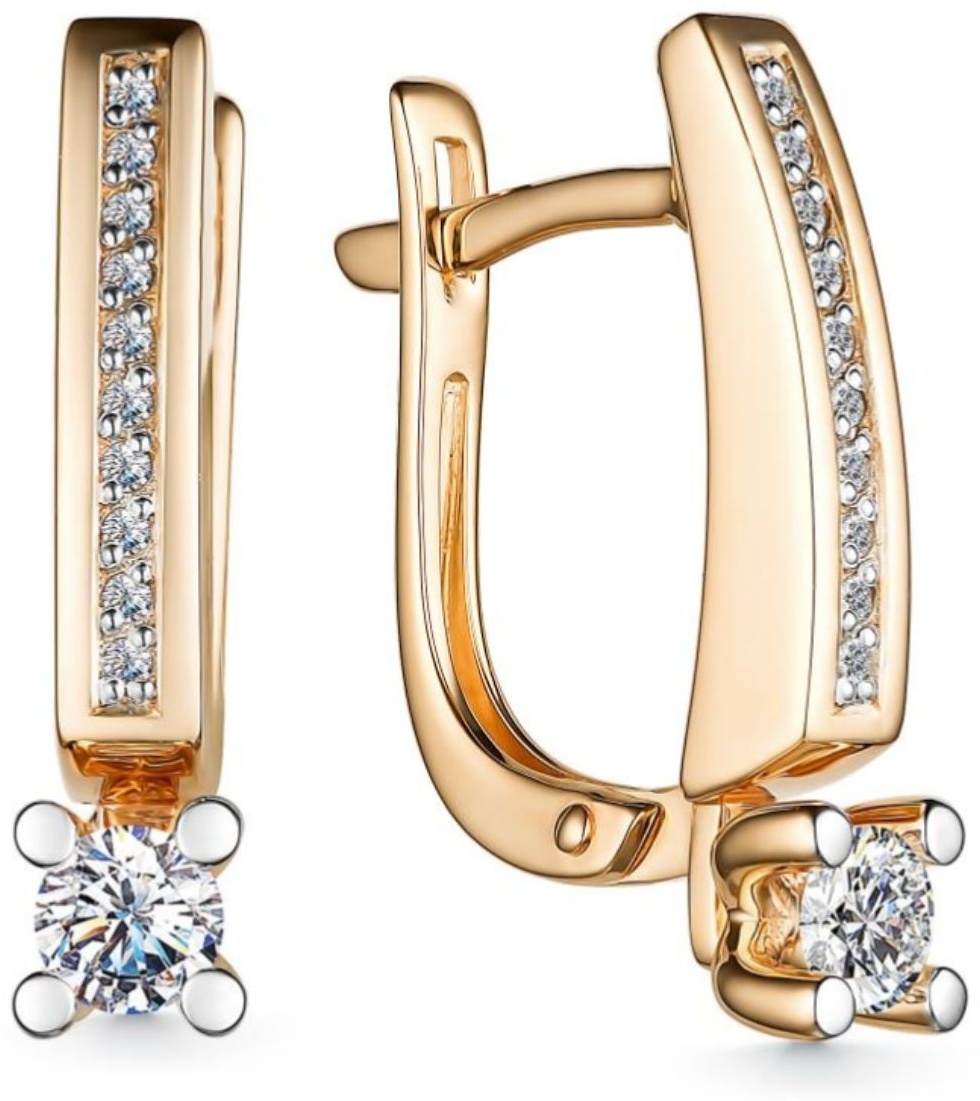 Серьги АЛЬКОР 25423-100 вес 3.7 г золото, бриллиант