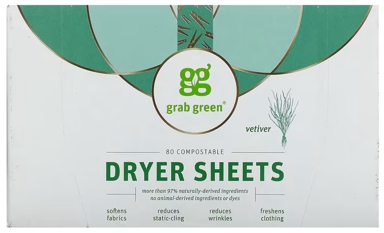 Grab Green салфетки-кондиционер для сушильной машины Dryer Sheets, Vetiver