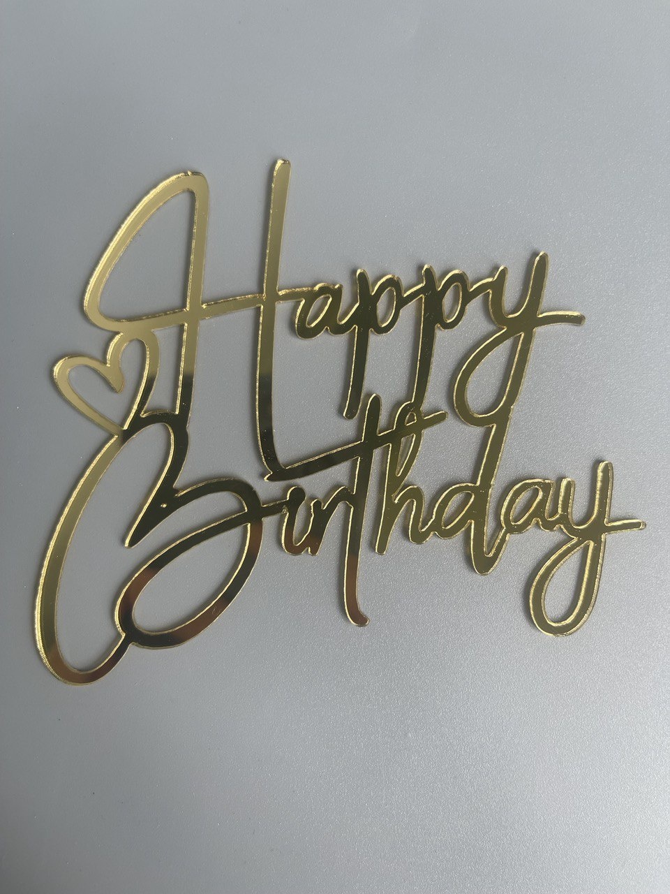 Топпер для торта "Happy Birthday" золотой топперы для торта 1 шт