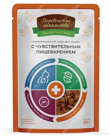 Купить Корм Деревенские лакомства кусочки в желе курица 85 г 1 шт в ...