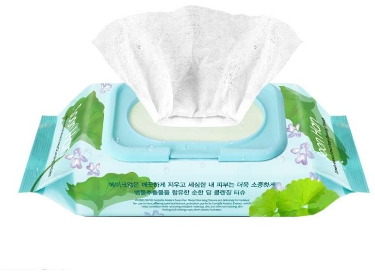 Medi Flower Centella Soon Han Deep Cleansing Tissue салфетки для снятия макияжа влажные 100 шт