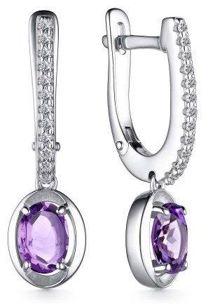 Серьги АЛЬКОР 02-3689_00АМ-00 вес 4.3 г серебро, аметист, фианит