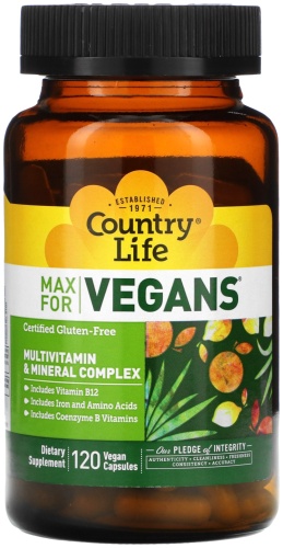 Country Life iHerb минерально-витаминный комплекс Max for Vegans 120 капсул
