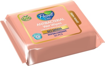 Влажные салфетки Flovell Care антибактериальные без запаха 20 шт розовый