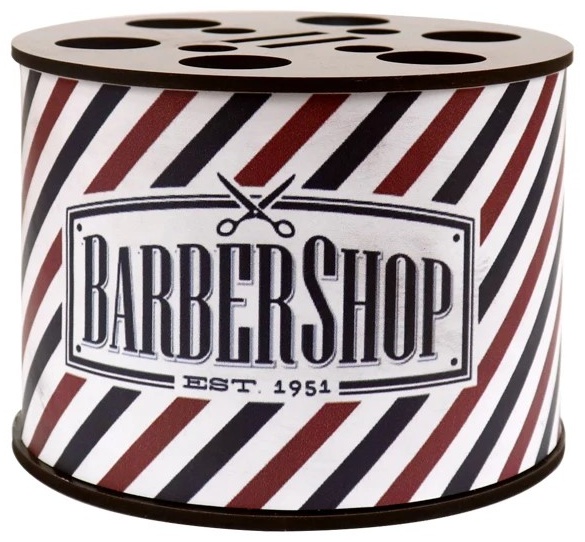 BARBERSHOP подставка для ножниц и расчесок коричневый, белый