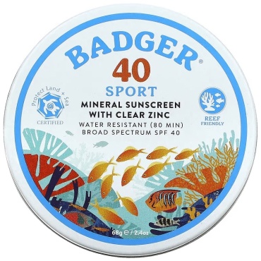 BADGER Sport Mineral Sunscreen with Clear Zinc SPF40 крем для тела 68 г