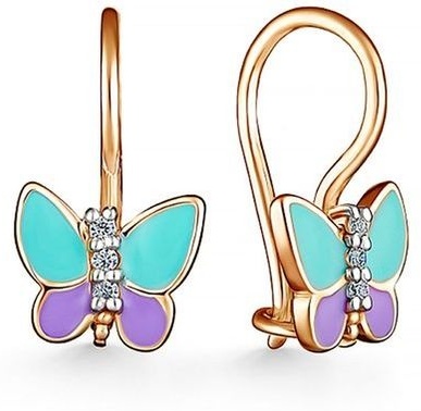Серьги kari jewelry 09808B10 вес 1.02 г серебро, фианит, эмаль