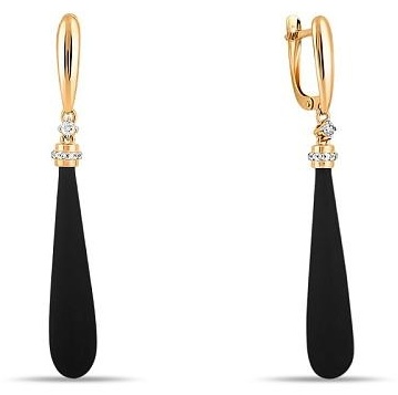 Серьги Санис 01-215620 вес 6.07 г золото, фианит, дерево