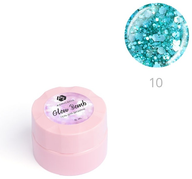 ADRICOCO Glow Bomb №10 Сверкающая бирюза 6 мл