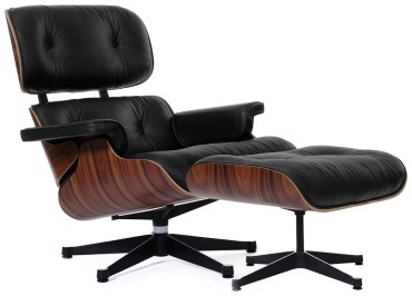 Кресло Eames Lounge Chair , обивка натуральная кожа, черный