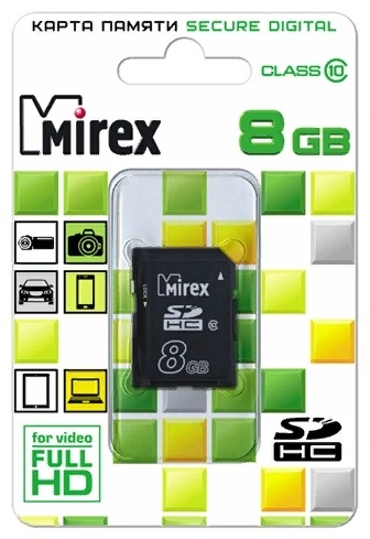 Карта памяти Mirex Secure Digital HC 13611-SD10CD08 8 Гб