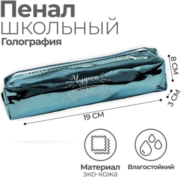 Пенал Calligrata Чудеса случаются, застежка молния, голубой