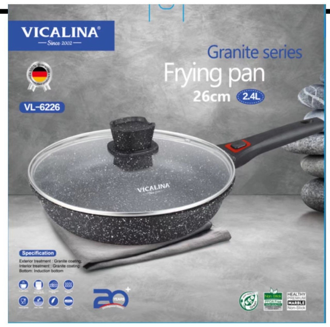 Сковорода Vicalina Granite 26 см с антипригарным покрытием, алюминий