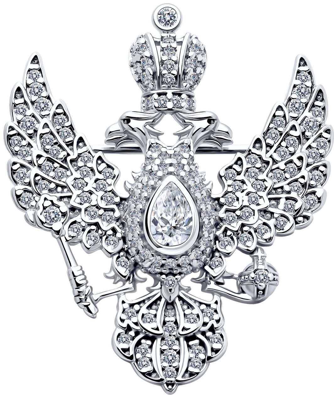 Брошь SOKOLOV BRO-SO-925-28628 вес 5.81 г серебро, фианит