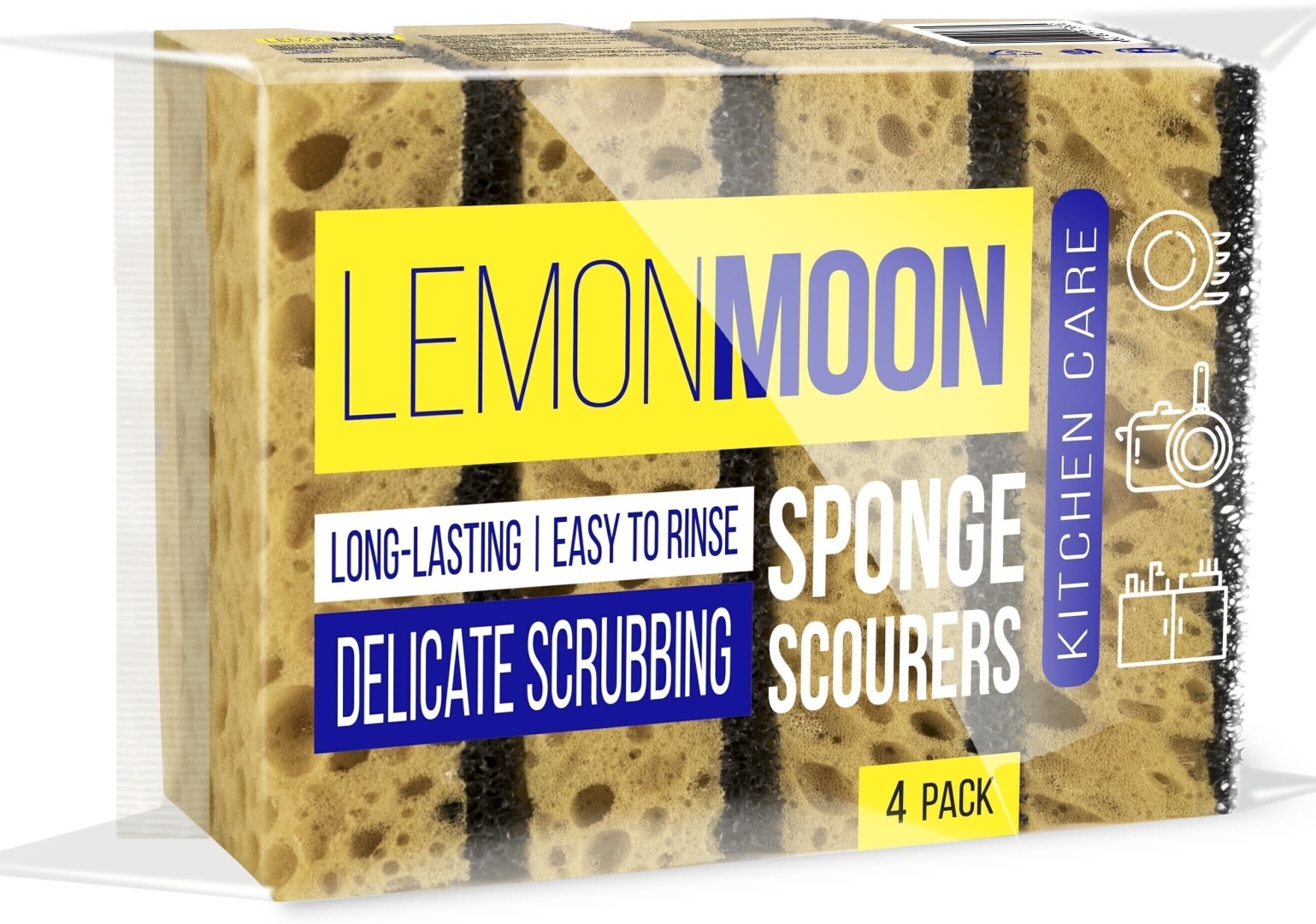 Губка для посуды, универсальная LemonMoon LM- L103 4 шт, поролон
