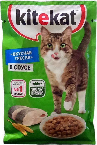 Kitekat кусочки в соусе треска 85 г 1 шт