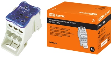 TDM ELECTRIC распределительный блок на DIN-рейку 1 шт, Распределительный блок на DIN-рейку РБ-160 1П 160А (1х70+1x16/6x16) TDM