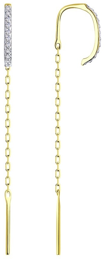 Серьги-цепочки SOKOLOV 028688-2 вес 0.85 г золото, фианит