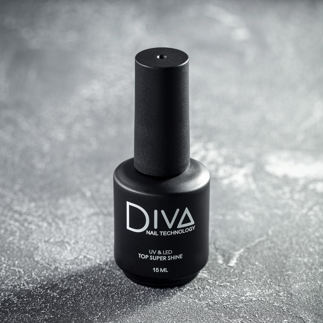 Diva nail technology верхнее покрытие Top Super Shine Прозрачный с шиммером глянцевое 15 мл