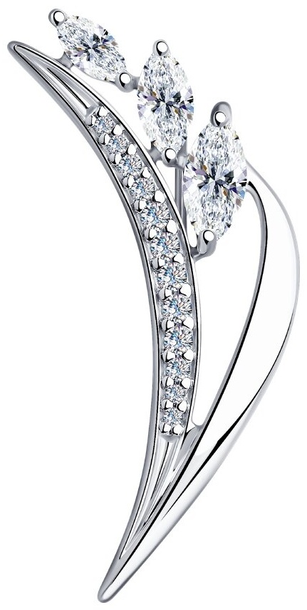 Брошь Diamant 94-140-00669-1 вес 2.07 г серебро, фианит