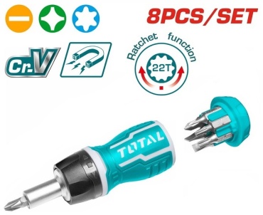 Total отвертка реверсивная с насадками TACSDS1726 8 шт
