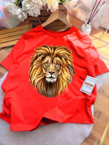Футболка TMH_TREND.KZ Лев Lion красный