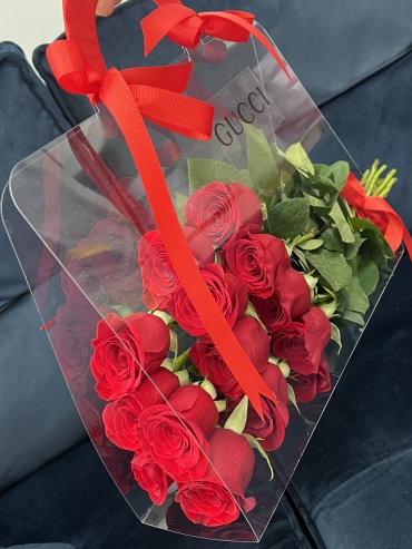 Flowers Center Astana моно-букет с открыткой роза 15 шт 60 см