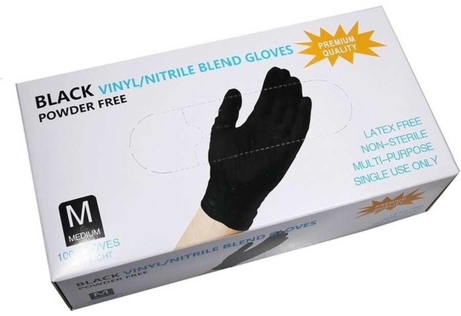 Wally Plastic перчатки Базовая коллекция M-Medium черный 100 шт