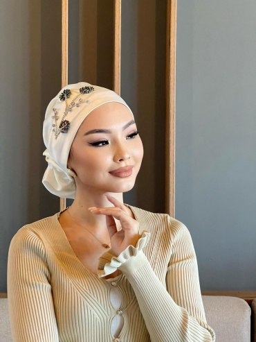 Чалма TURBAN CHALMA размер универсальный, белый, изумрудный