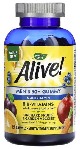 Nature's Way Жевательные мультивитамины для мужчин старше 50 лет, со вкусом фруктов таблетки 150 шт