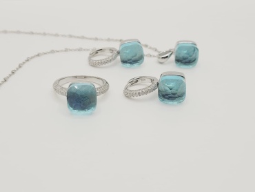 AQUAMARINE A505922 вес 14 г серебро, циркон, топаз