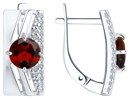 Серьги Diamant 94-320-00788-1 вес 3.34 г серебро, родолит, фианит