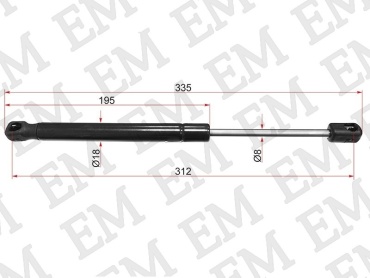 EM E-ST-654701CA0A-M упор капота для Infiniti FX35, FX45, FX50 2008-2013 черный